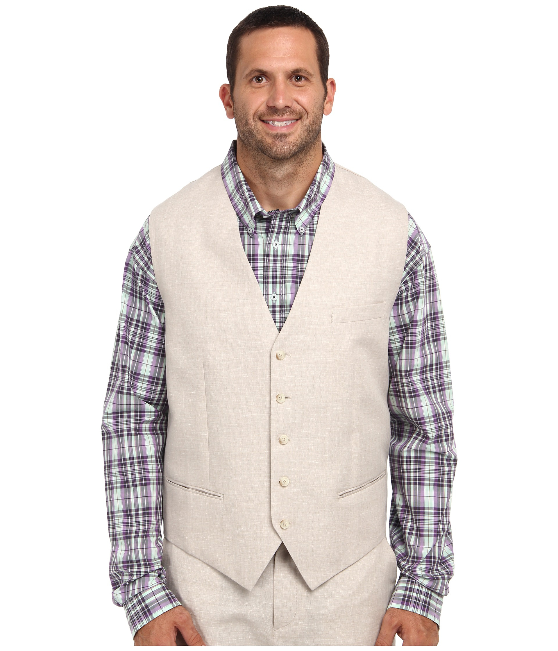 Perry Ellis Mens Big and Tall Linen Suit Vest