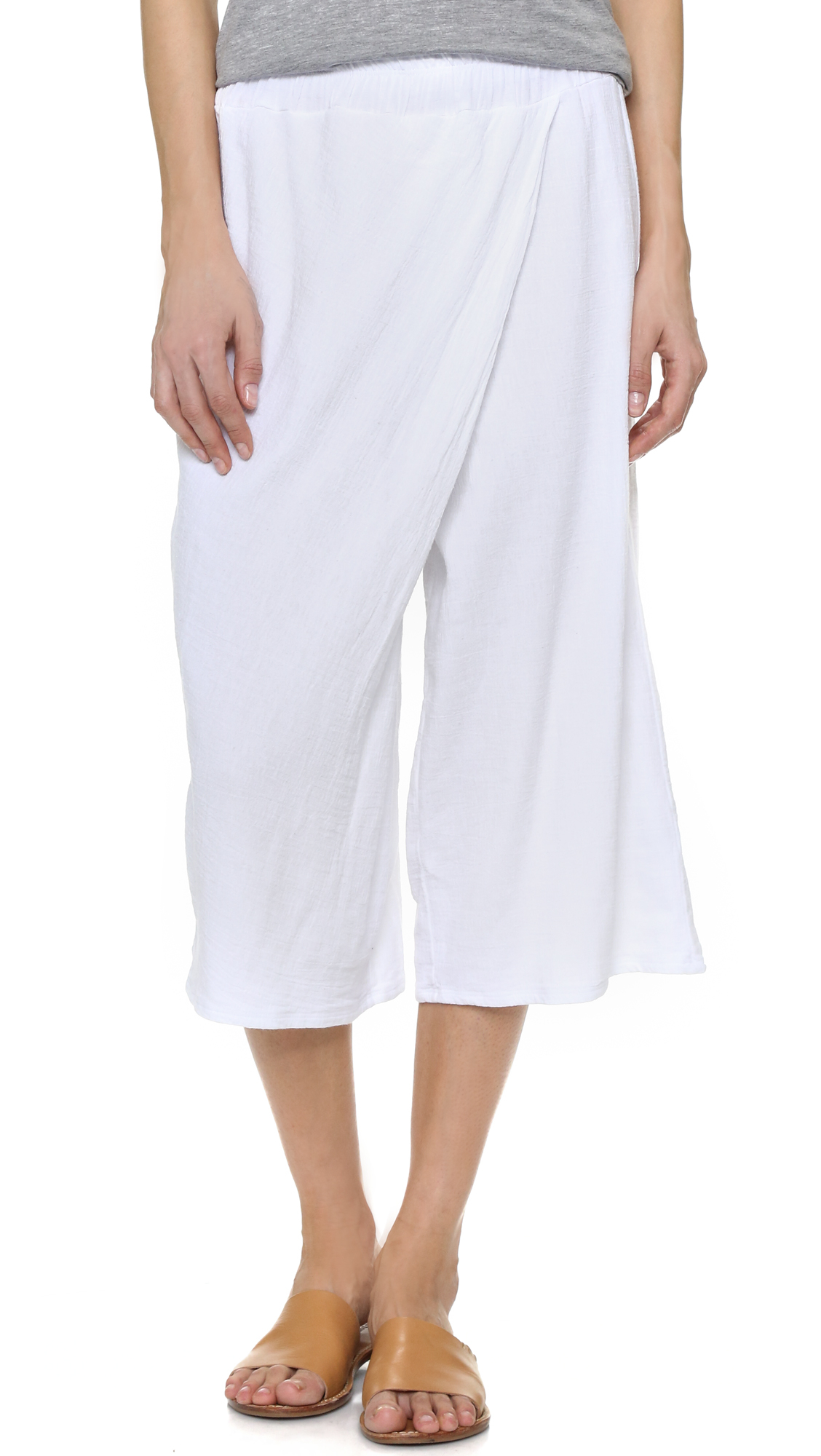 white gauze palazzo pants