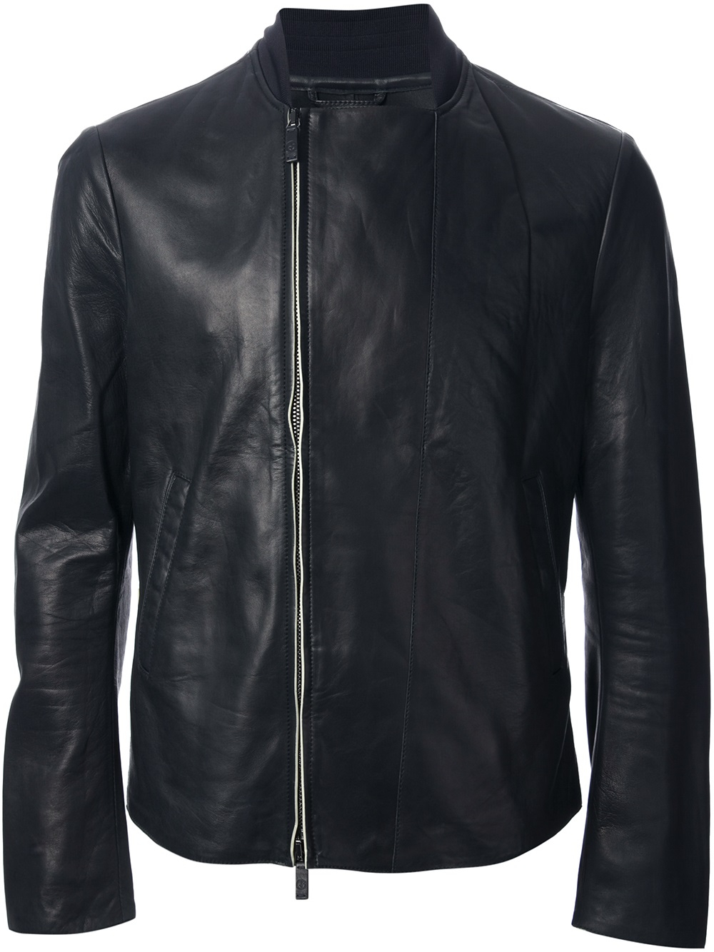 Giorgio Armani Asymmetric Bomber Jacket in Black for Men | Lyst