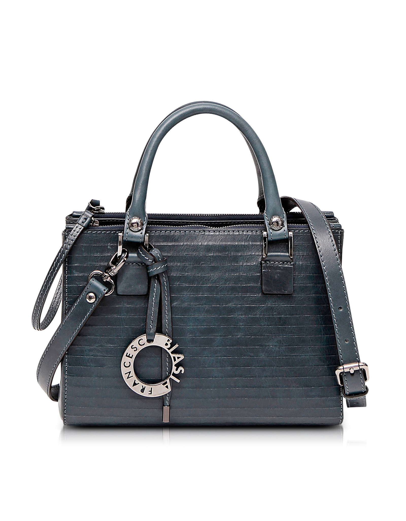 Francesco biasia Kilburn Goatskin Leather Satchel Bag in Blue | Lyst