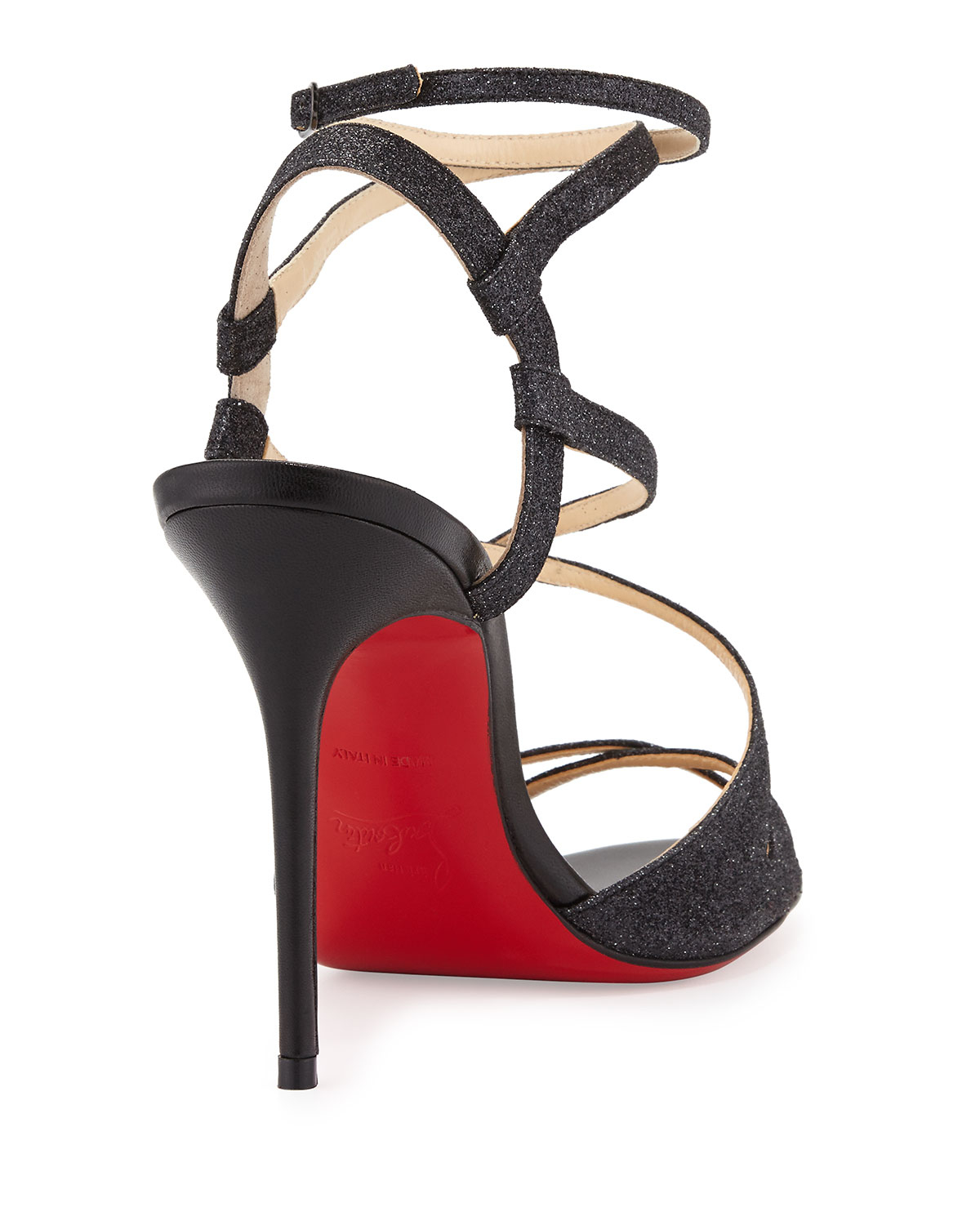 Christian louboutin Audrey Strappy Glitter Red Sole Sandal in ...