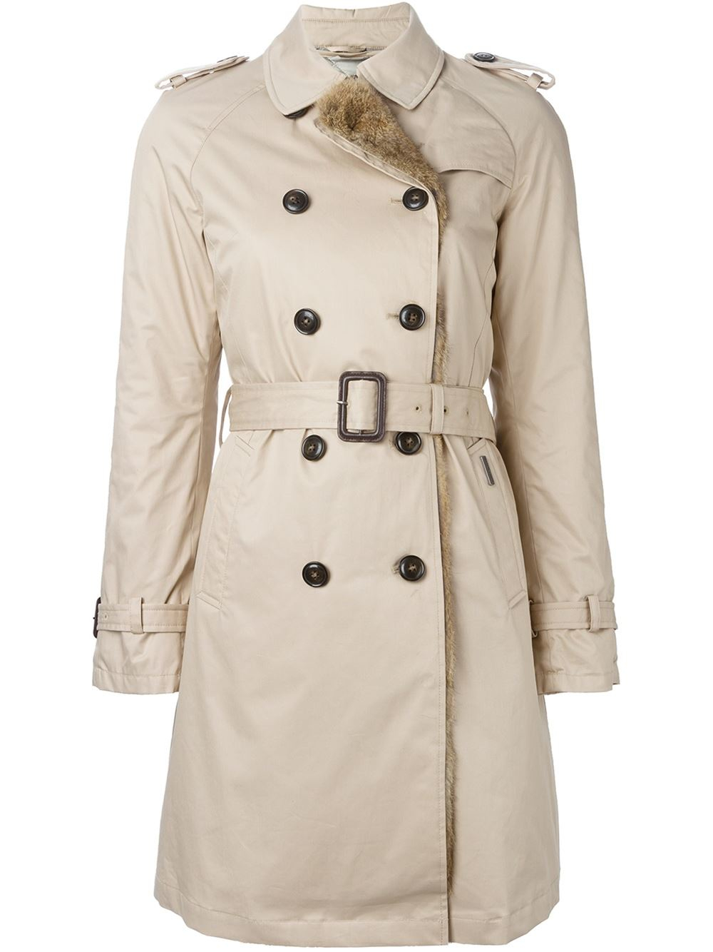 Helmut Lang Fur Lined Cotton Blend Trench Coat In Black Fwrd Afghan Coat