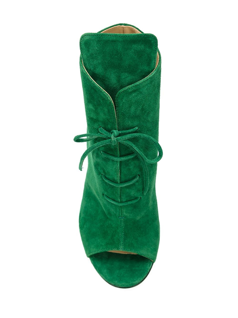 green peep toe booties