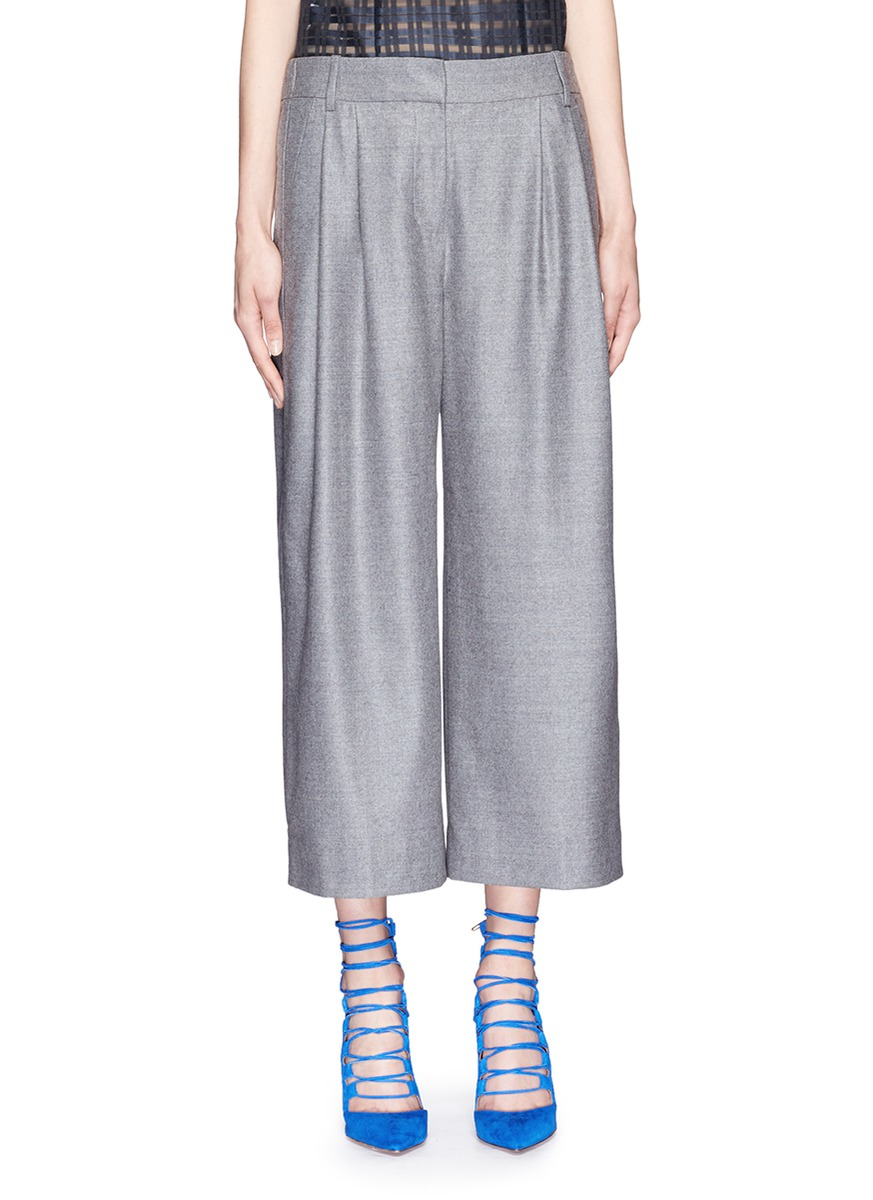 wool wide leg cropped pants