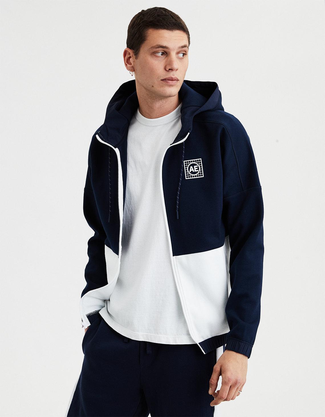 Lyst - American Eagle Ae Color Block Zip-up Hoodie in Blue