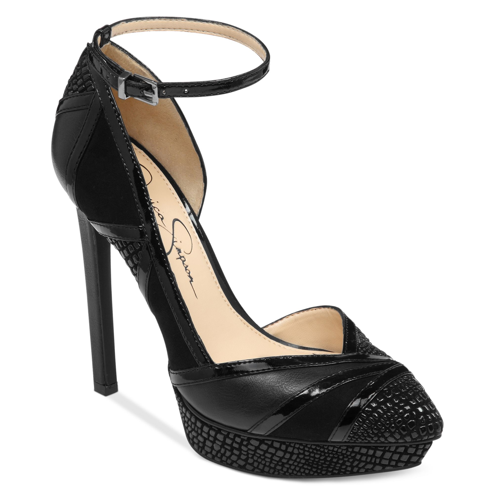 Jessica simpson Vinidi Ankle Strap Platform Pumps in Black | Lyst