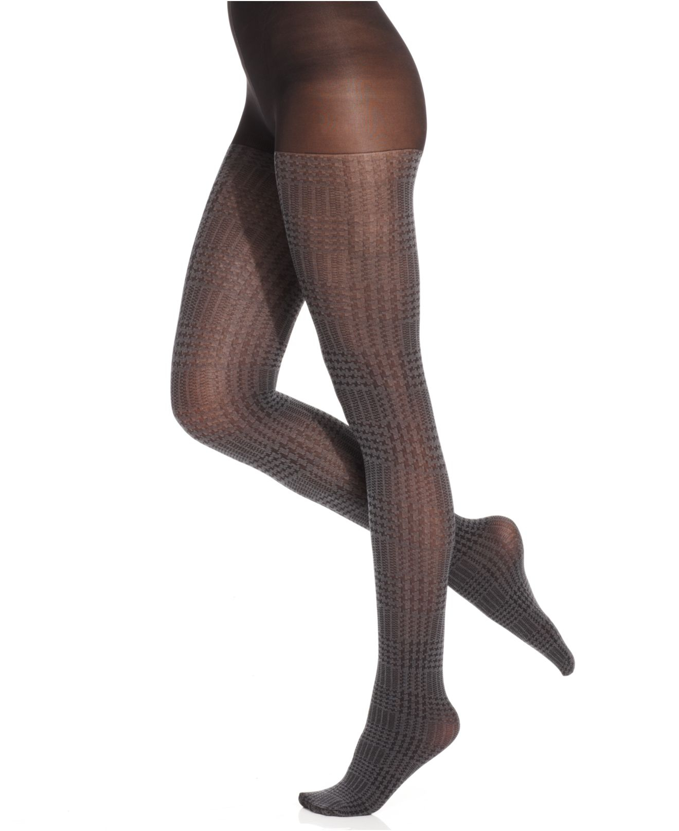 Hue Glen Plaid Control Top Tights in Black Lyst