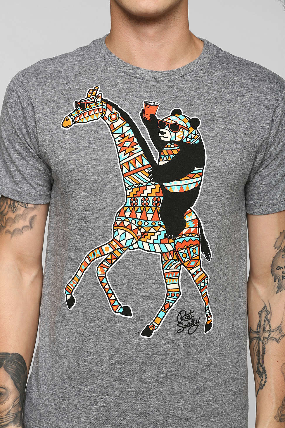 panda riding giraffe shirt