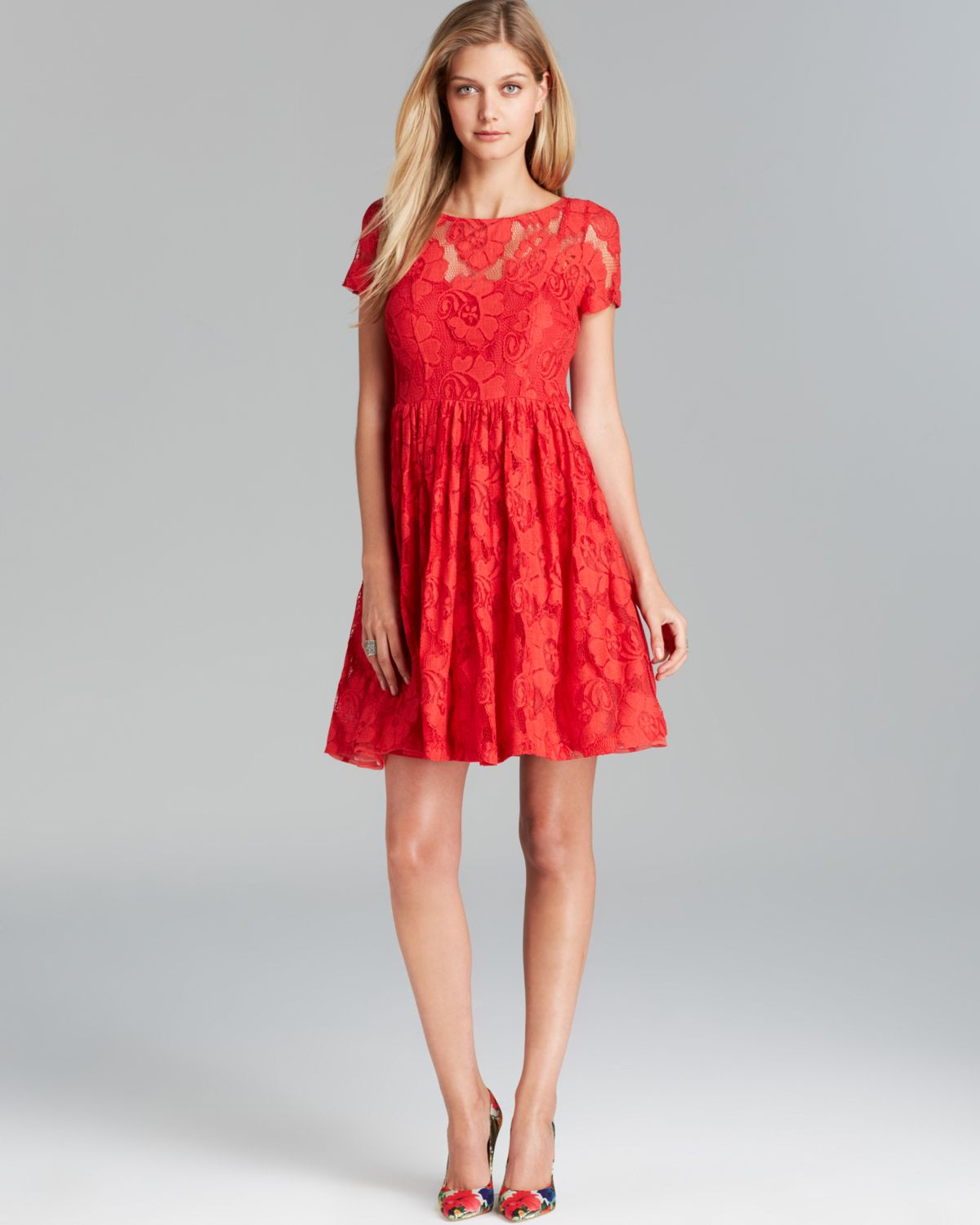 Lyst Tracy Reese Dress Paisley Lace In Red Gallery