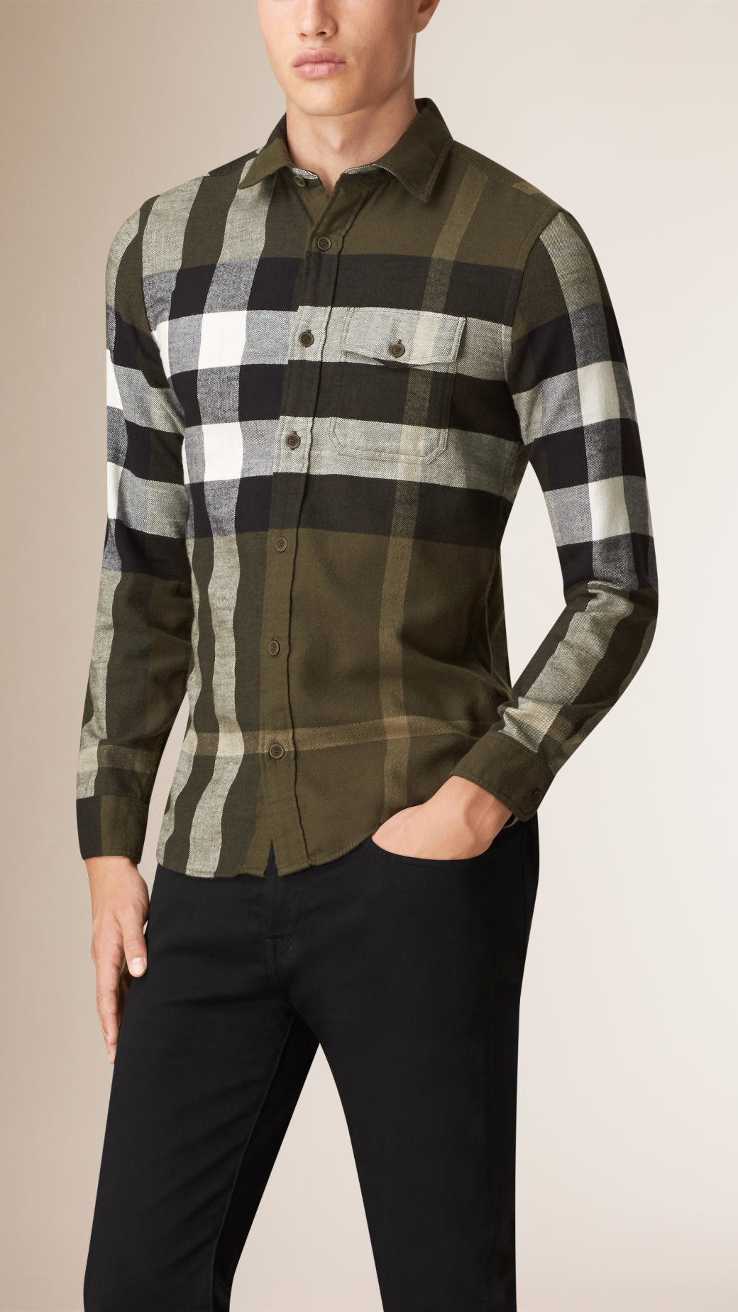 olive green flannel mens