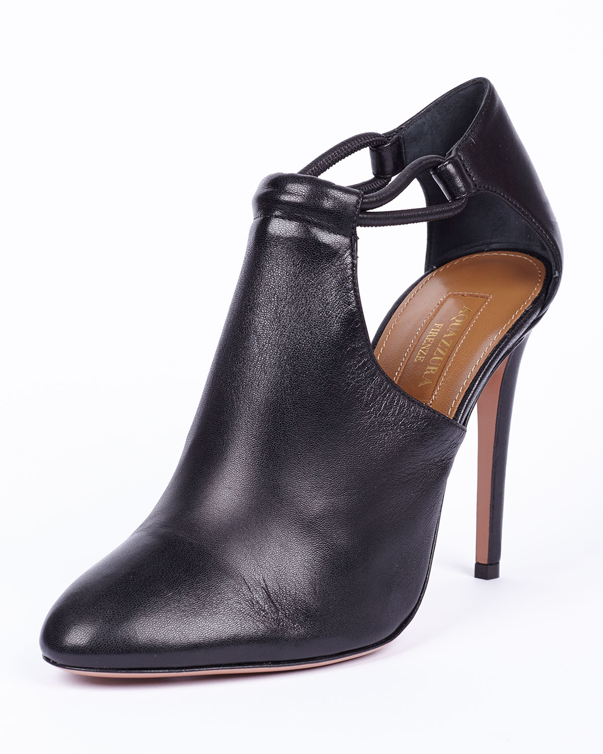 Lyst - Aquazzura Darling Leather Side-Cut-Out Booties in Black