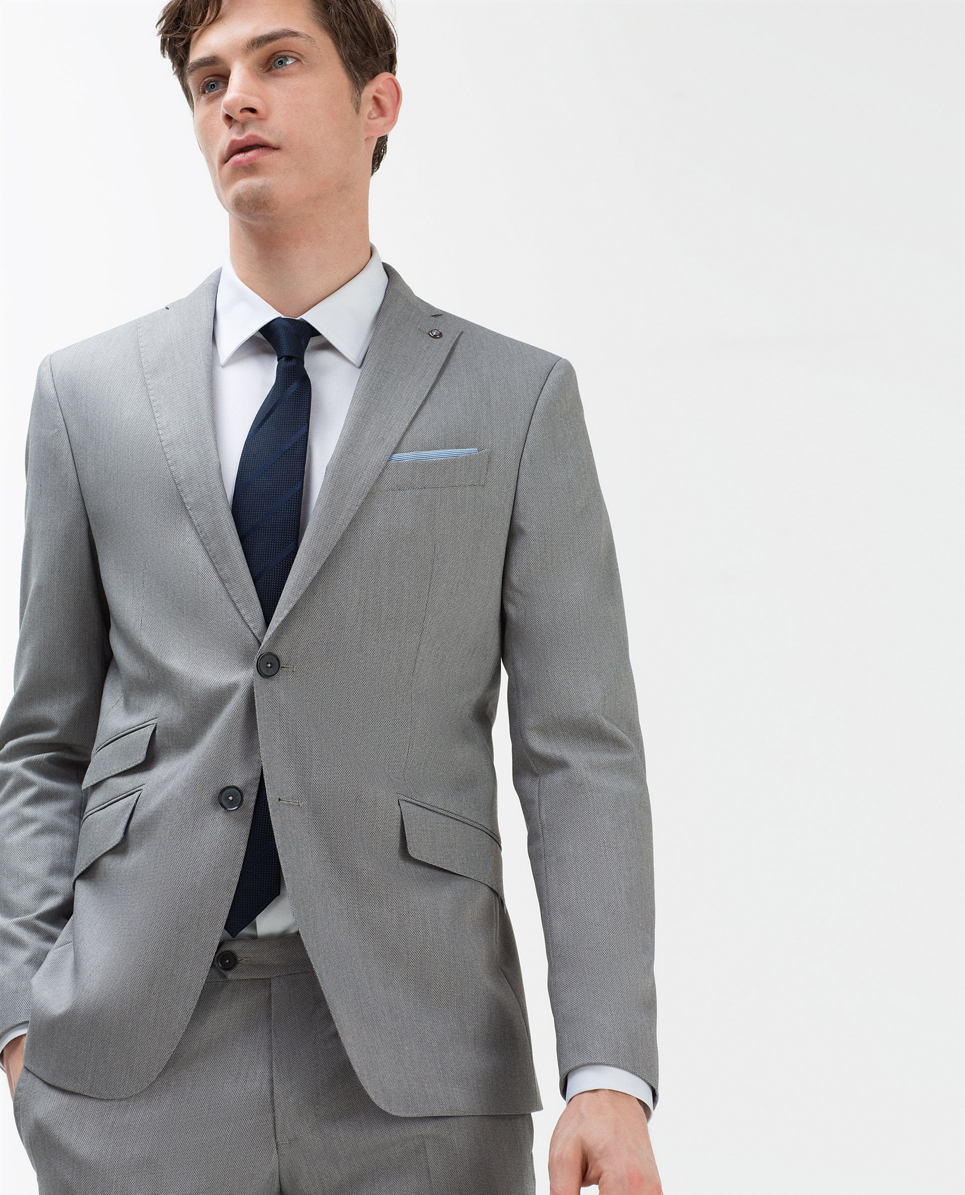 Zara Textured Weave Suit Blazer in Gray for Men | Lyst