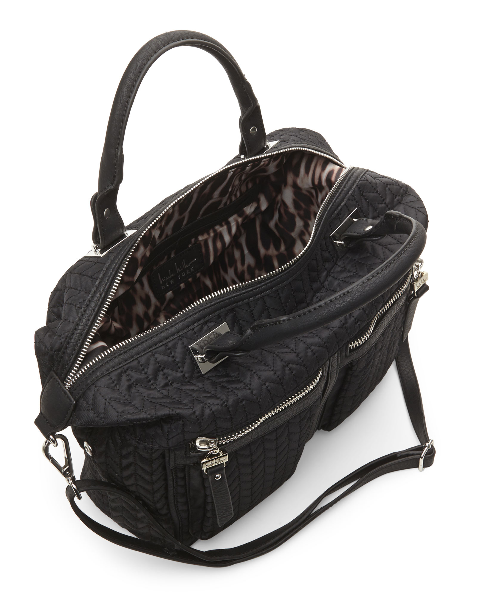 black quilted satchel