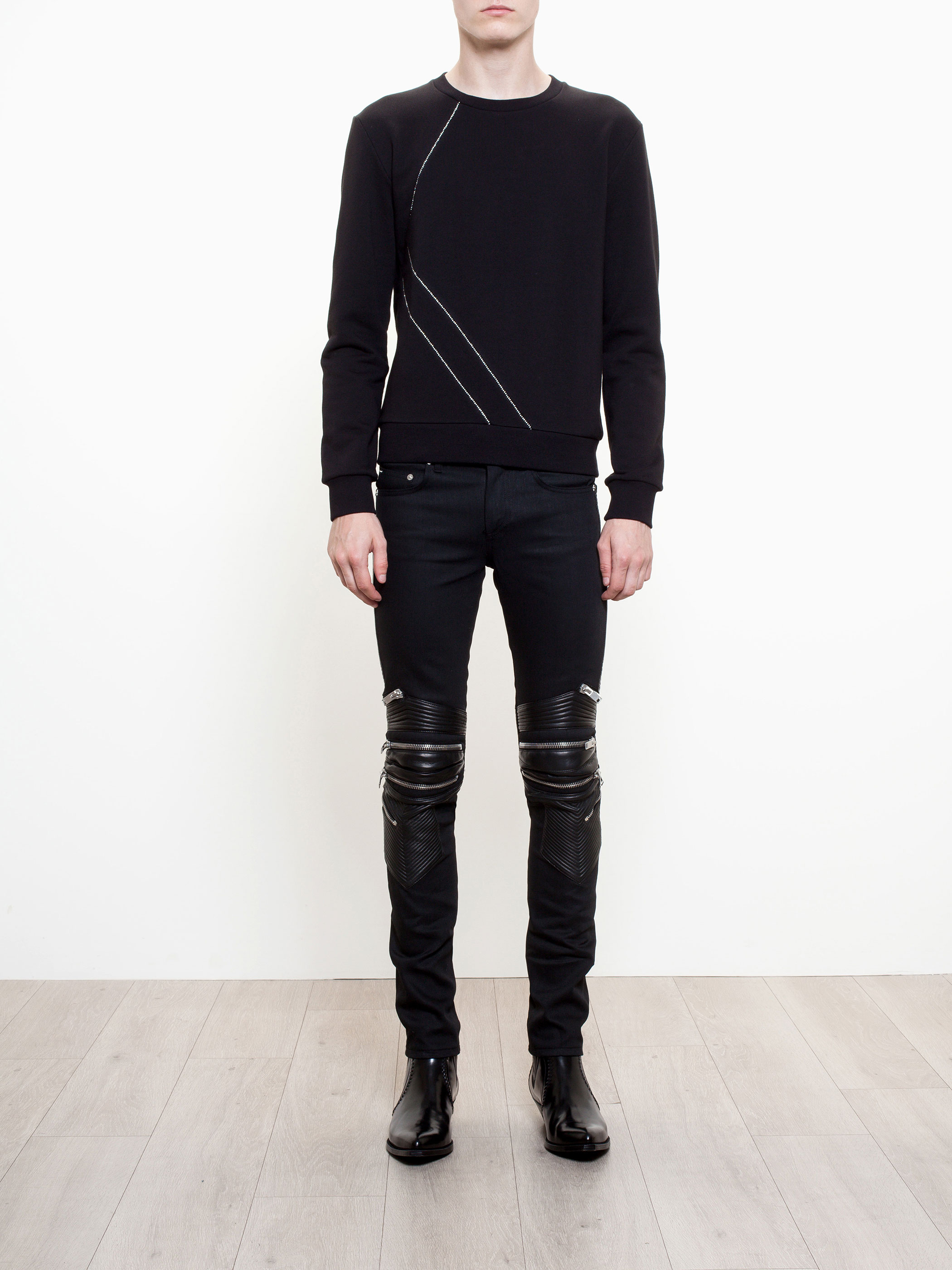 Lyst Saint Laurent Zip Detail Jeans in Black for Men