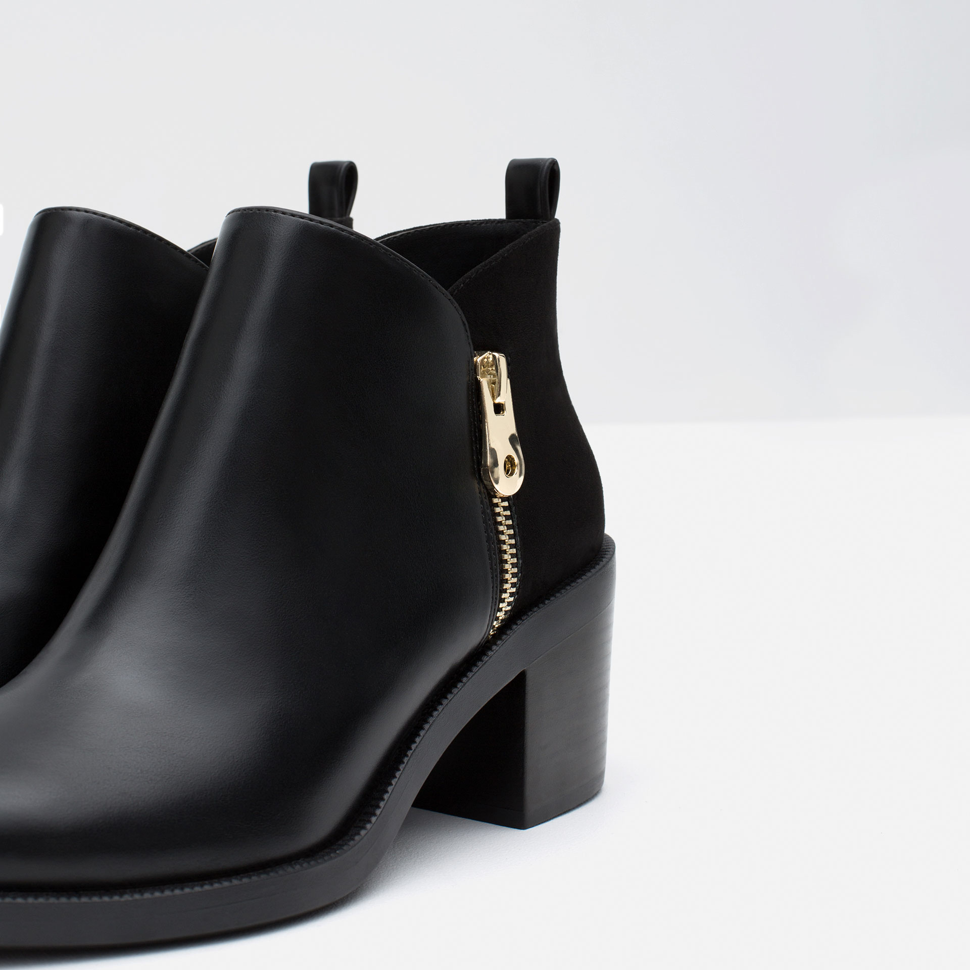  Zara  Combined Ankle Boots  in Black Lyst