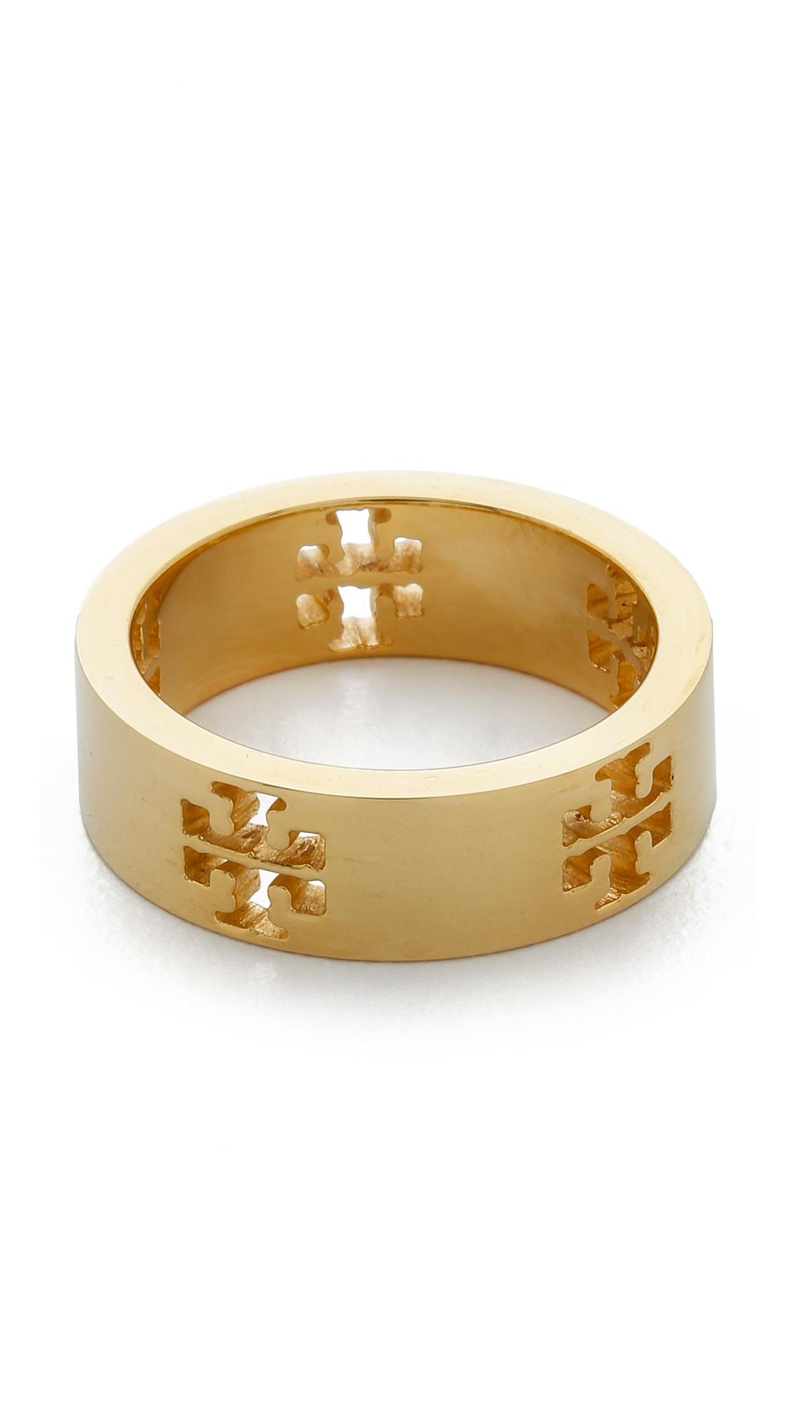Lyst Tory Burch Pierced T Ring Shiny Gold in Metallic