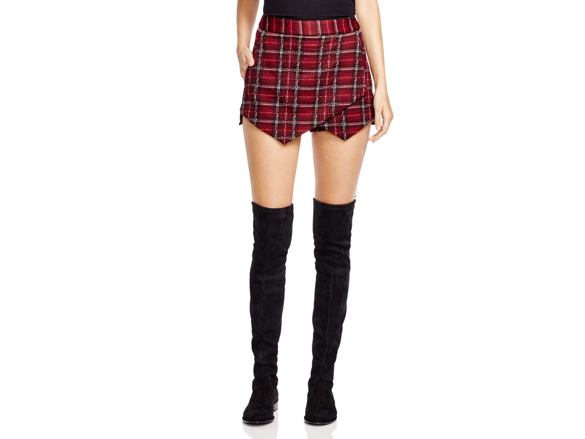 Lyst - Aqua Plaid Skort in Red