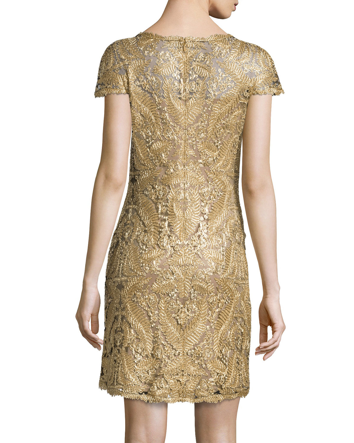 Lyst Tadashi Shoji Filigree Lace Shift Dress In Metallic Gallery