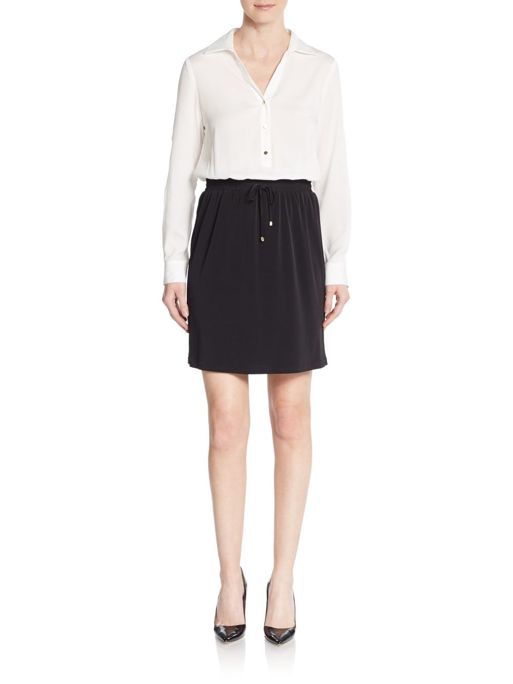 lyst ivanka two tone shirtdress in black lyst ivanka two tone shirtdress in black