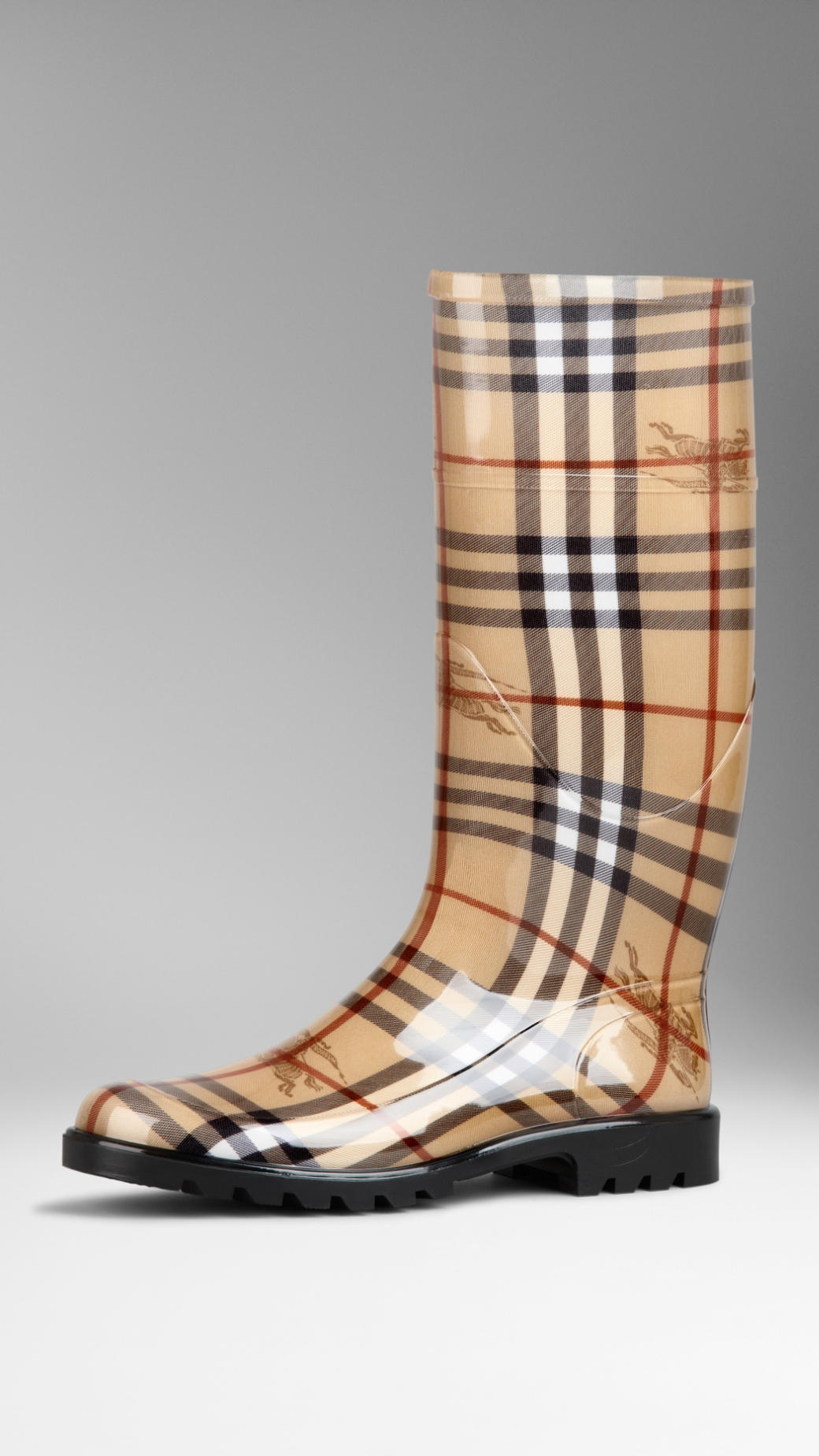 Burberry Haymarket Check Rain Boots in Natural | Lyst