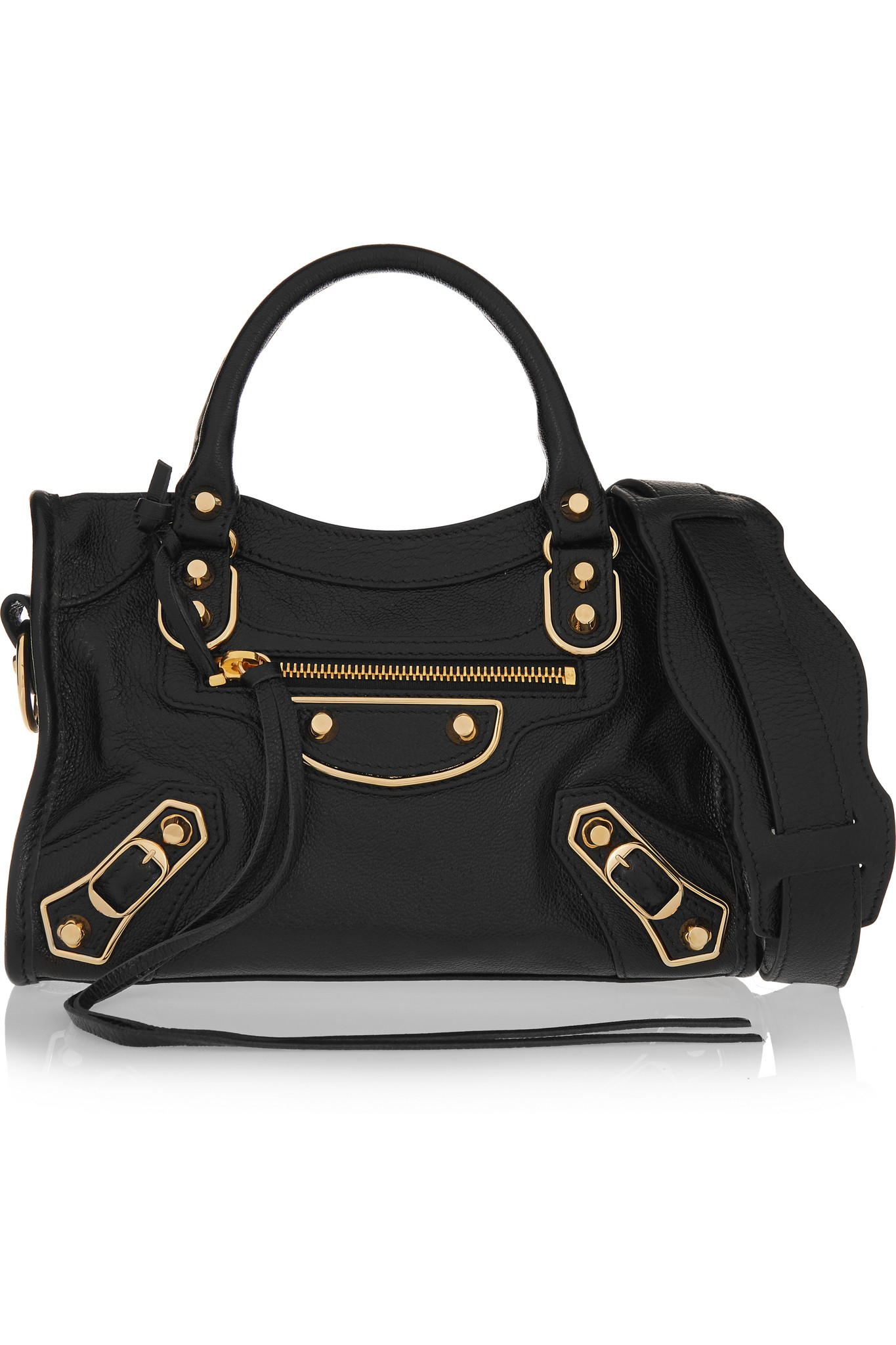 Balenciaga Classic Metallic Edge City Mini Textured-leather Shoulder Bag in Black - Lyst