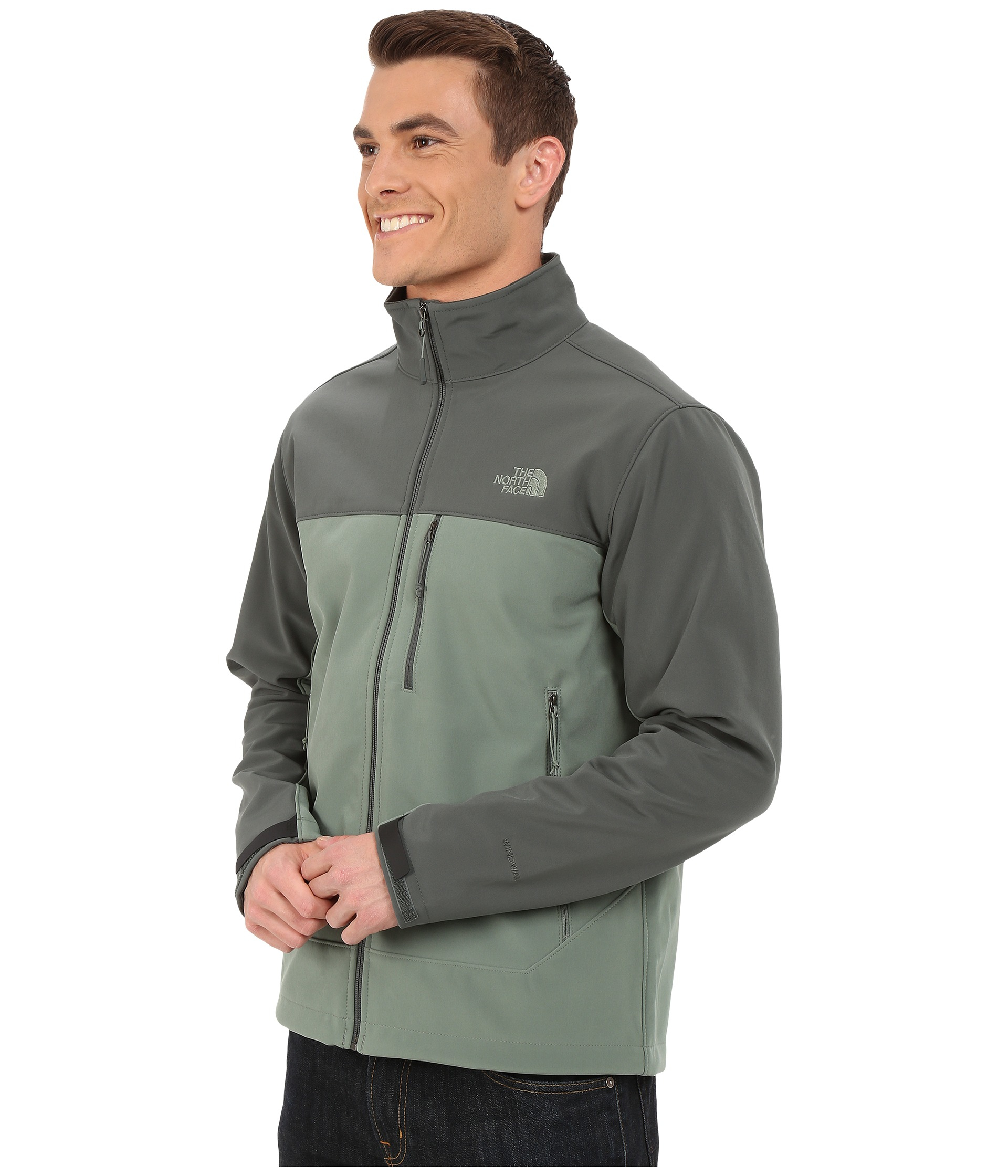 north face windbreaker green