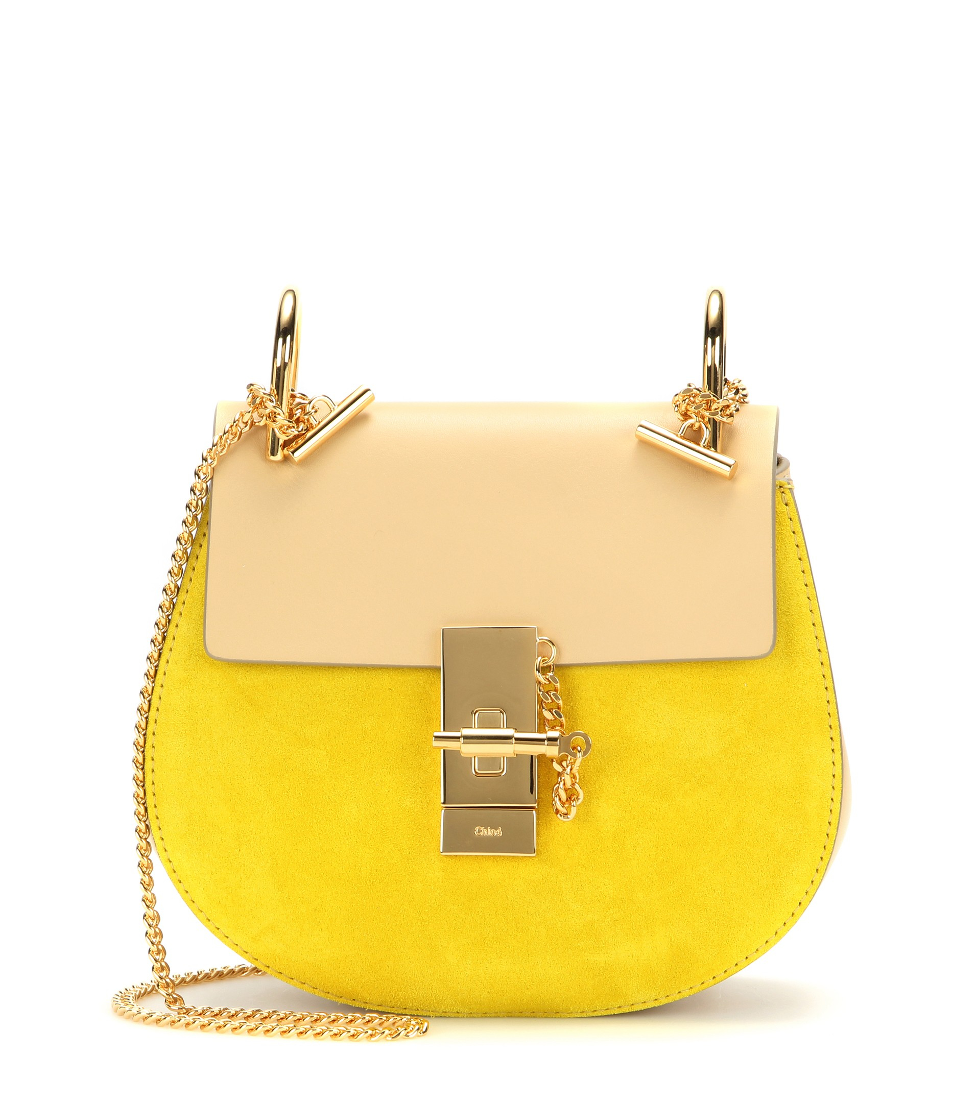 Chlo Drew Leather And Suede Shoulder Bag in Yellow | Lyst