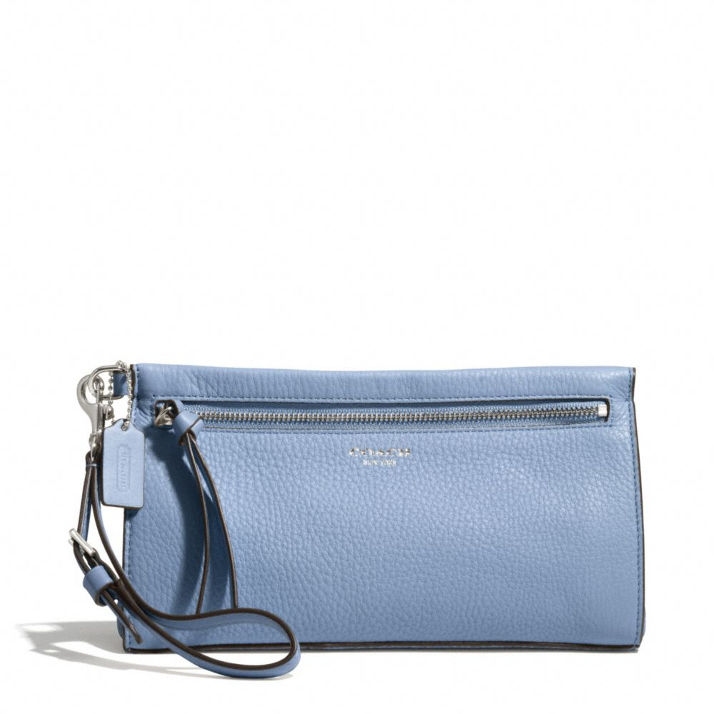 Lyst - Coach Bleecker Large Wristlet in Pebbled Leather in Blue