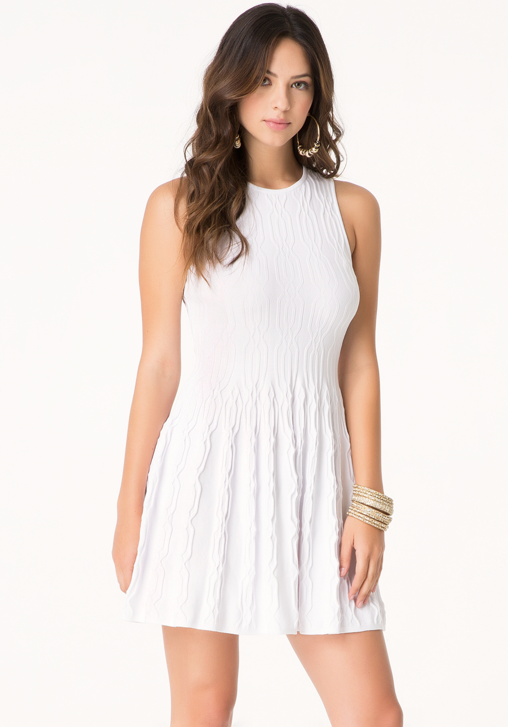 Lyst - Bebe Petite Cable Sweater Dress in White