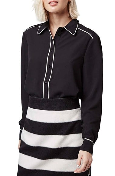 Topshop Contrast Piping Shirt in Black Lyst