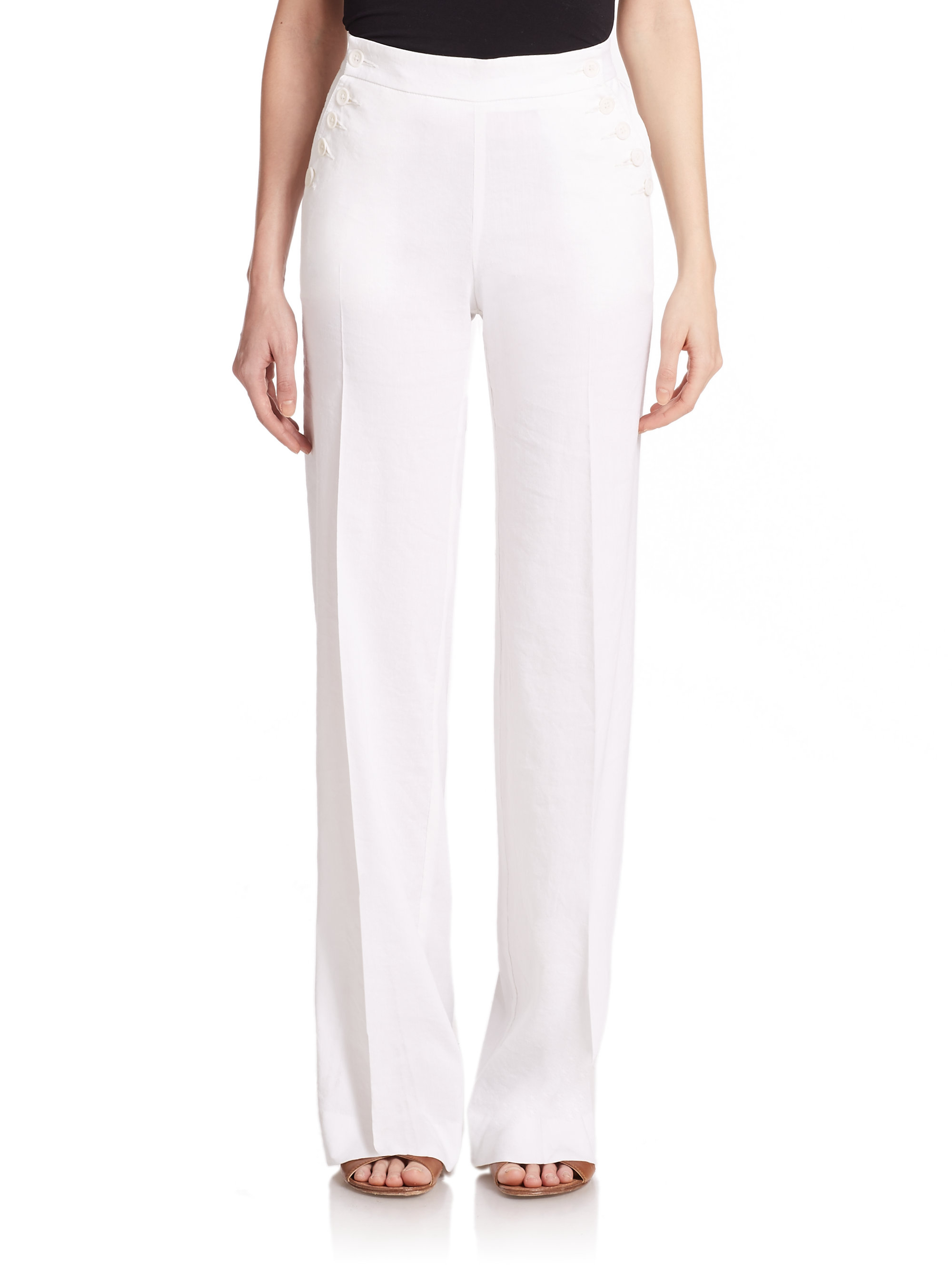 Theory Alrigo High-waisted Trousers in White | Lyst