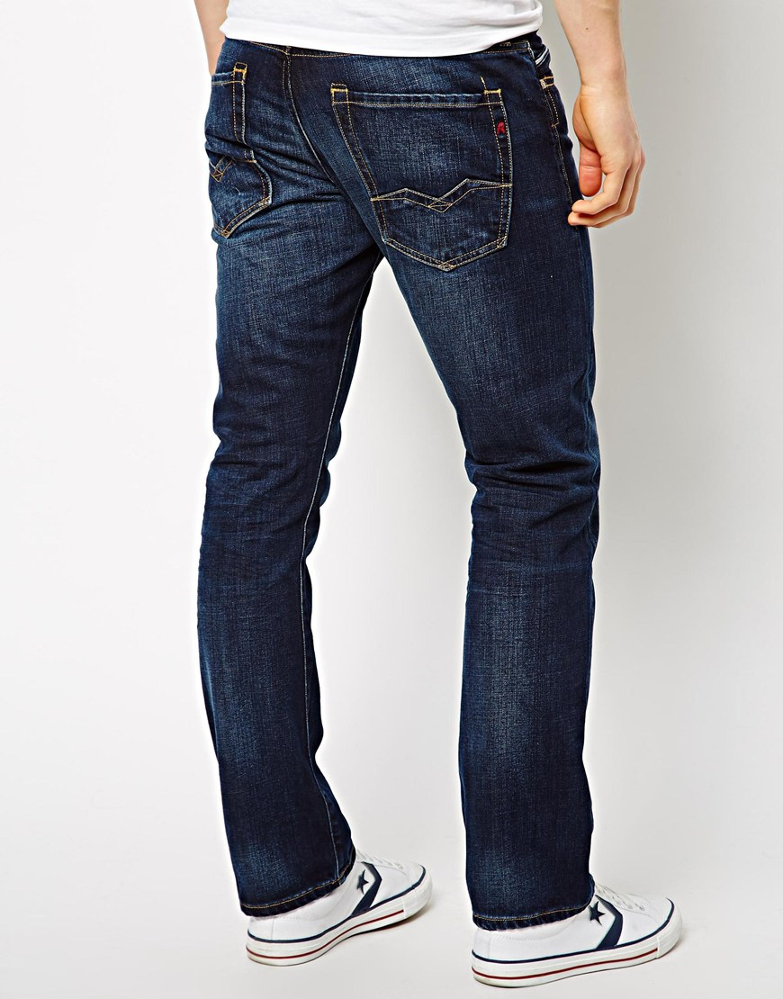 Replay Jeans Waitom Straight Fit Dark Wash in Blue for Men - Lyst