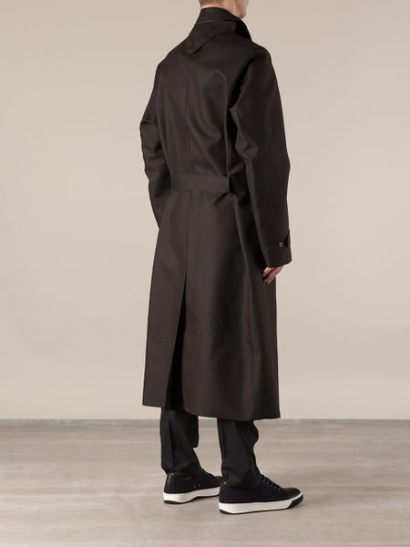 Lanvin Funnel Neck Trench Coat in Black for Men | Lyst