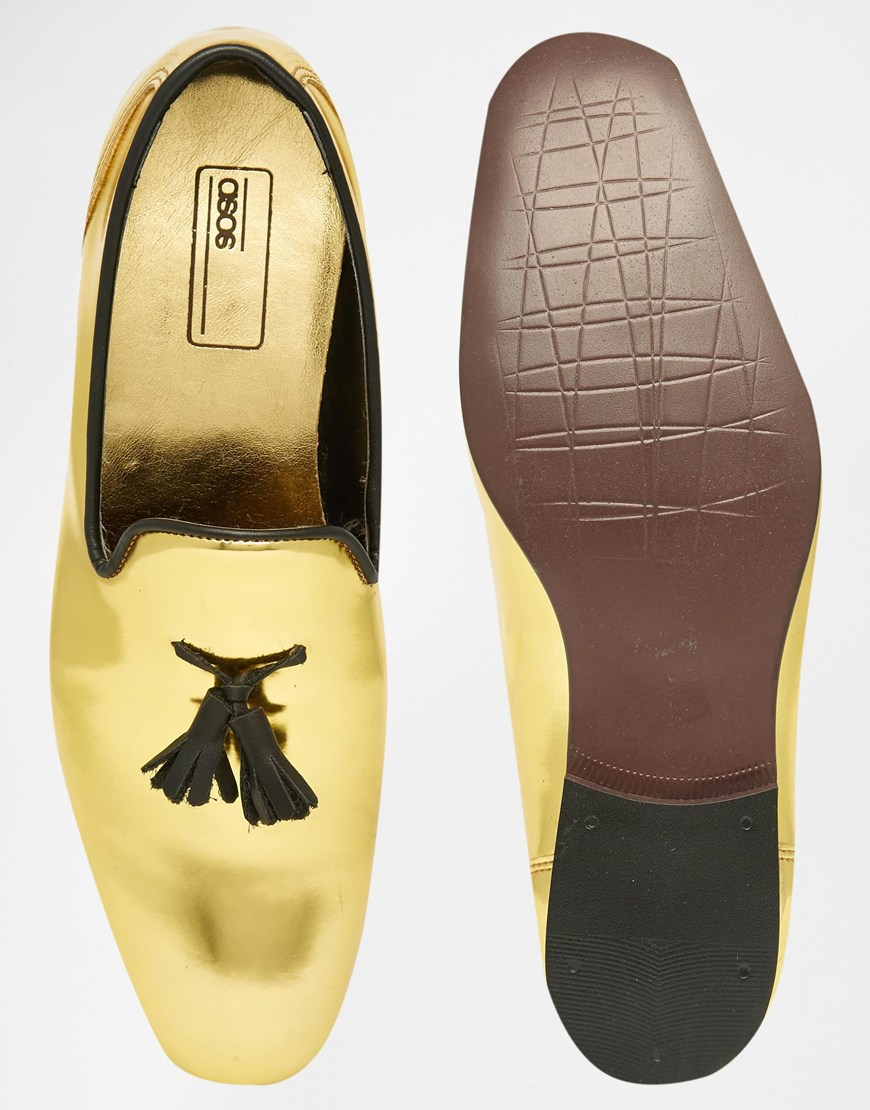tasseled gold loafers