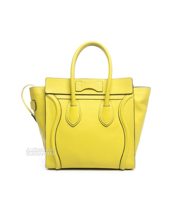 Cline Pre-owned Yellow Drummed Leather Micro Luggage Tote Bag in ...