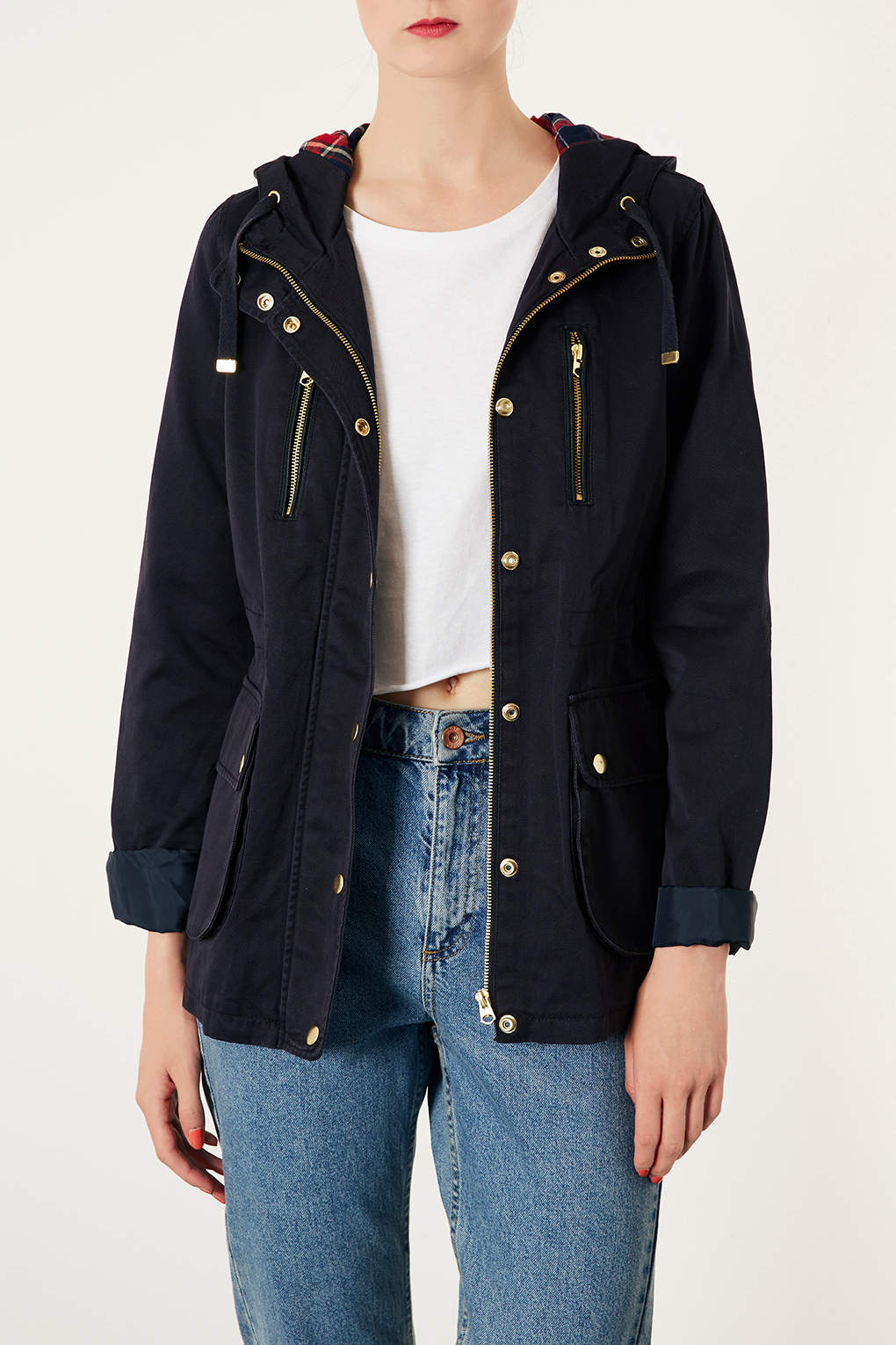 Lyst Petite Hooded Lightweight Jacket in Blue