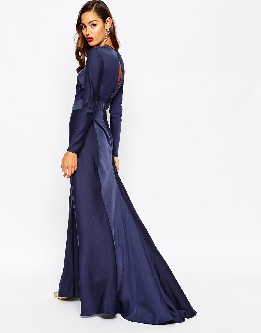 navy blue long sleeve dress asos for women