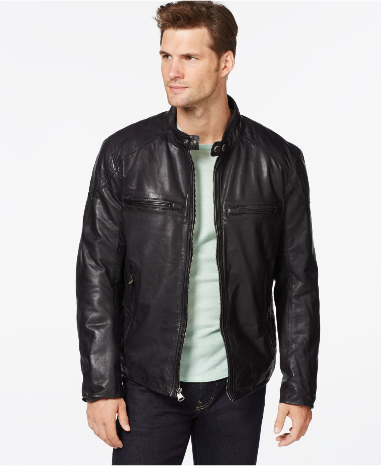 Marc new york Mac Moto Leather Jacket in Black for Men | Lyst
