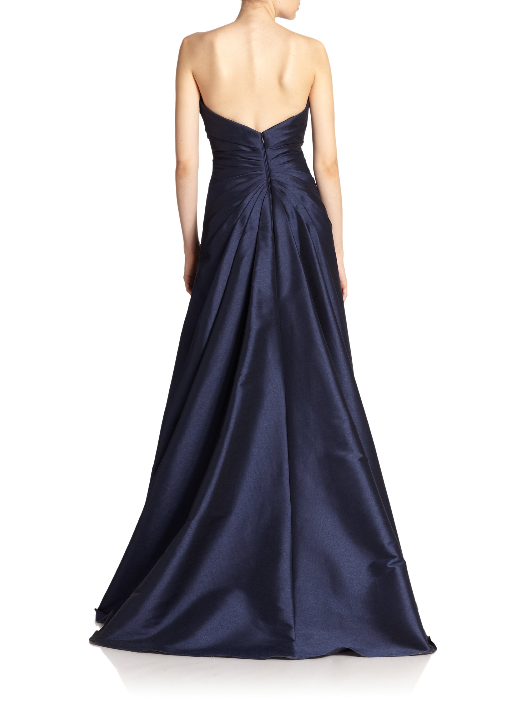 Lyst - Ml Monique Lhuillier Draped Strapless Gown in Blue