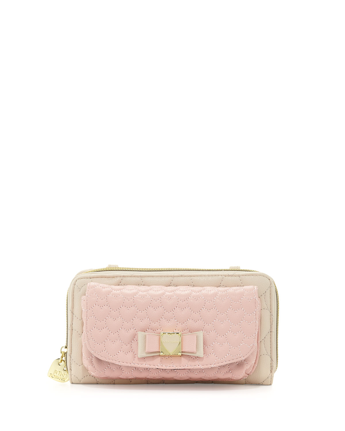 Betsey johnson Colorblocked Quilted Heart Wallet Blush in Pink | Lyst
