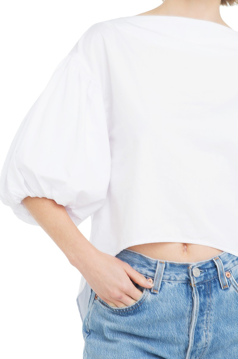 Lyst Ammo Puff Sleeve Cotton Top In White lyst ammo puff sleeve cotton top in white