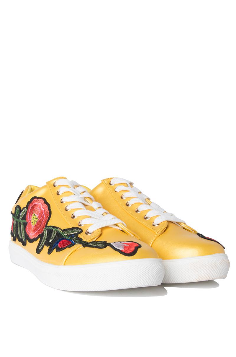 Lyst Akira Seriously Cute Floral Sneakers in Yellow