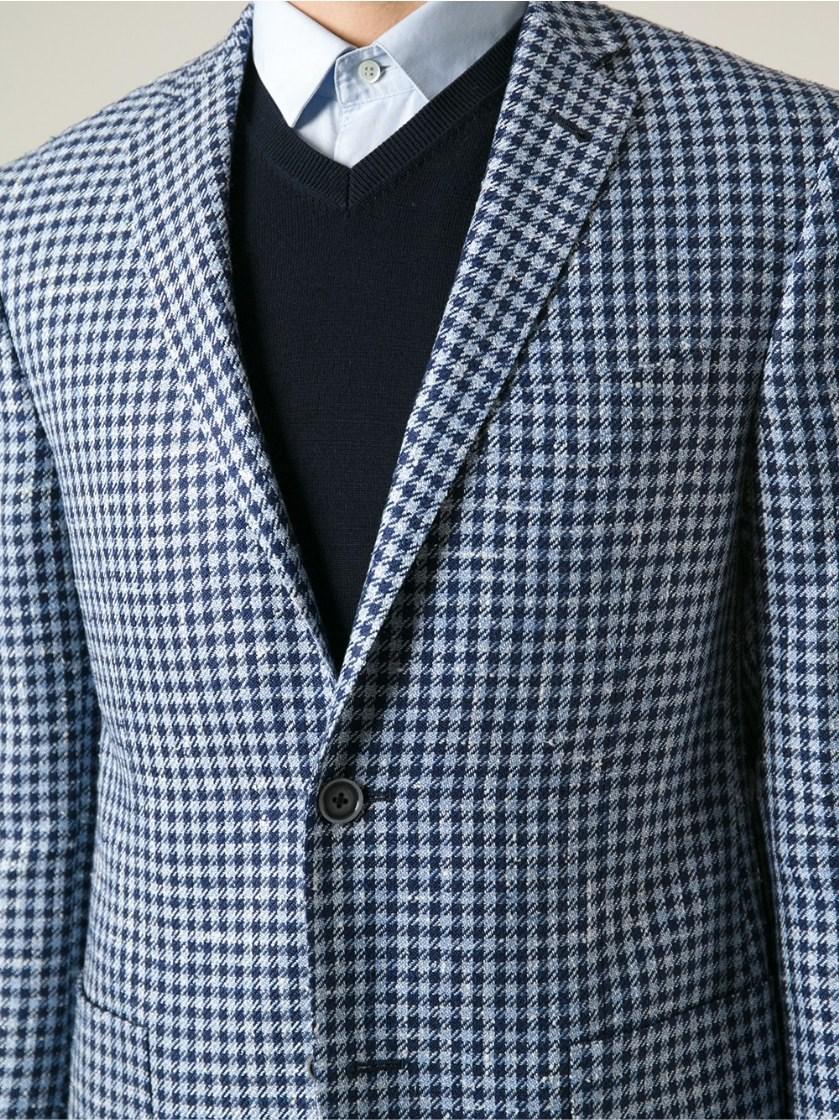 Corneliani Houndstooth Blazer in Blue for Men Lyst