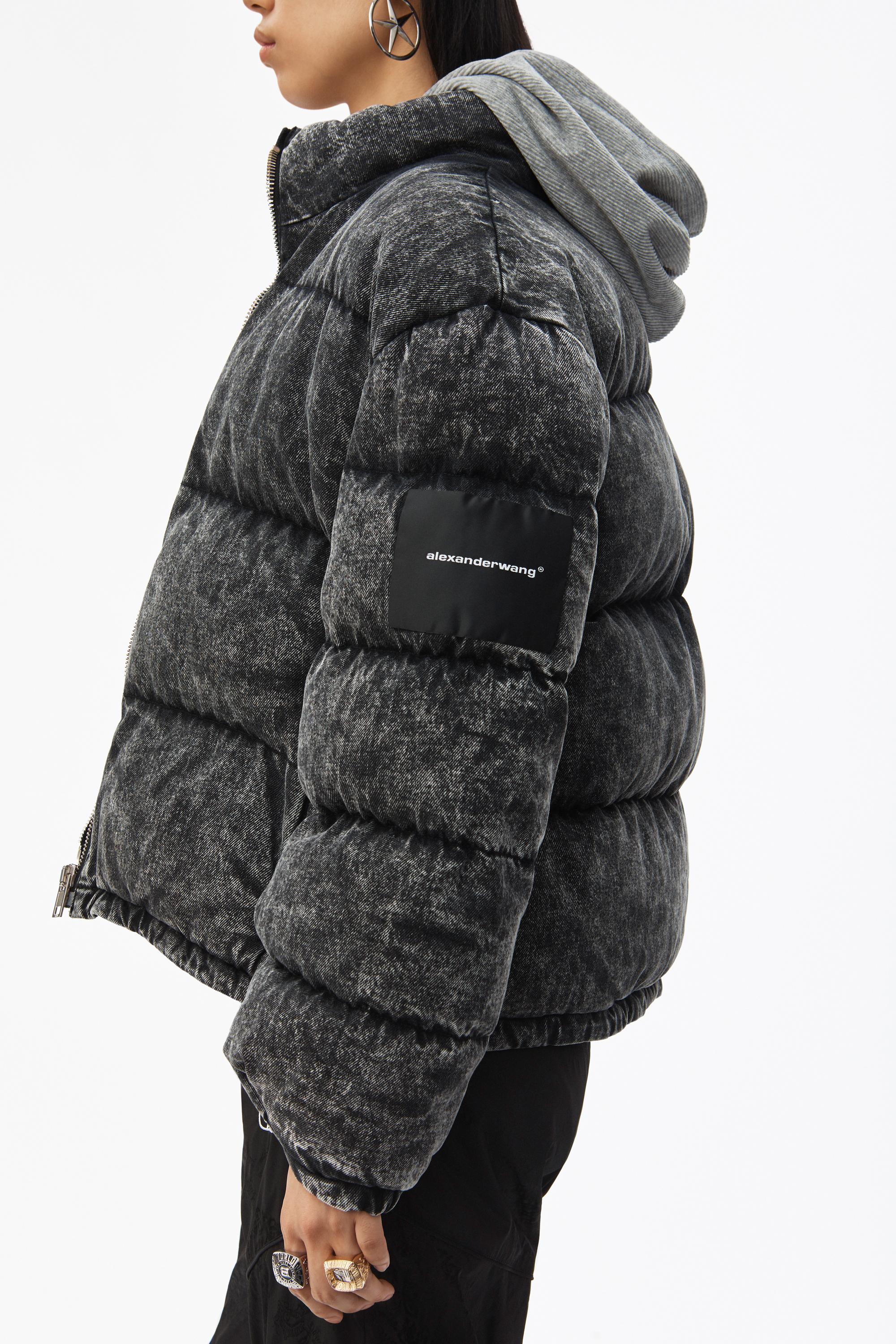 Alexander Wang Acid Wash Puffer Jacket in Gray Lyst