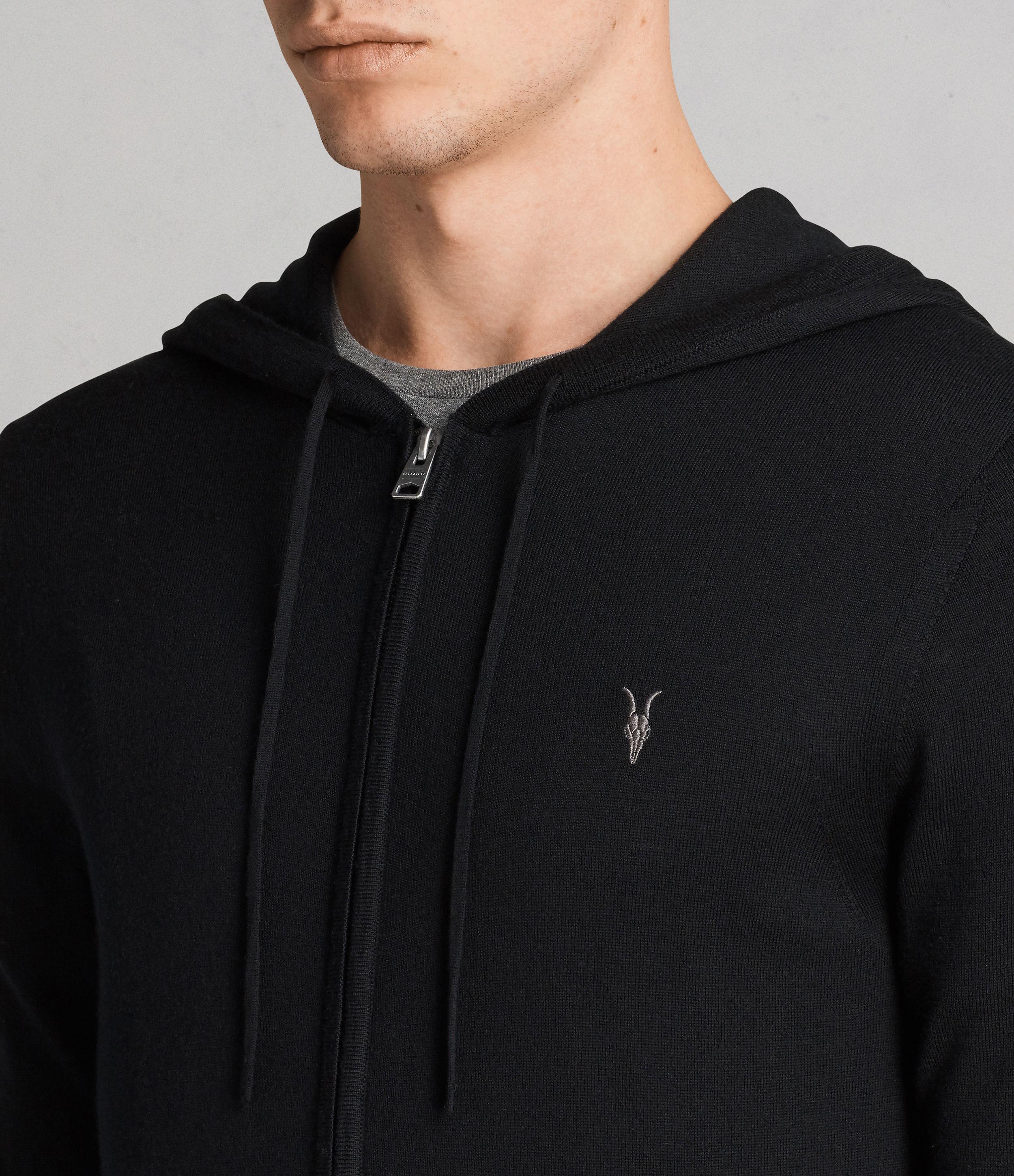 Lyst - Allsaints Mode Merino Zip Hoodie In Black For Men