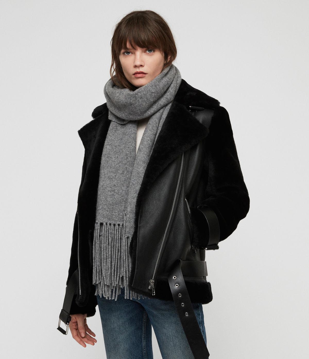 AllSaints Boiled Wool Scarf in Gray - Lyst