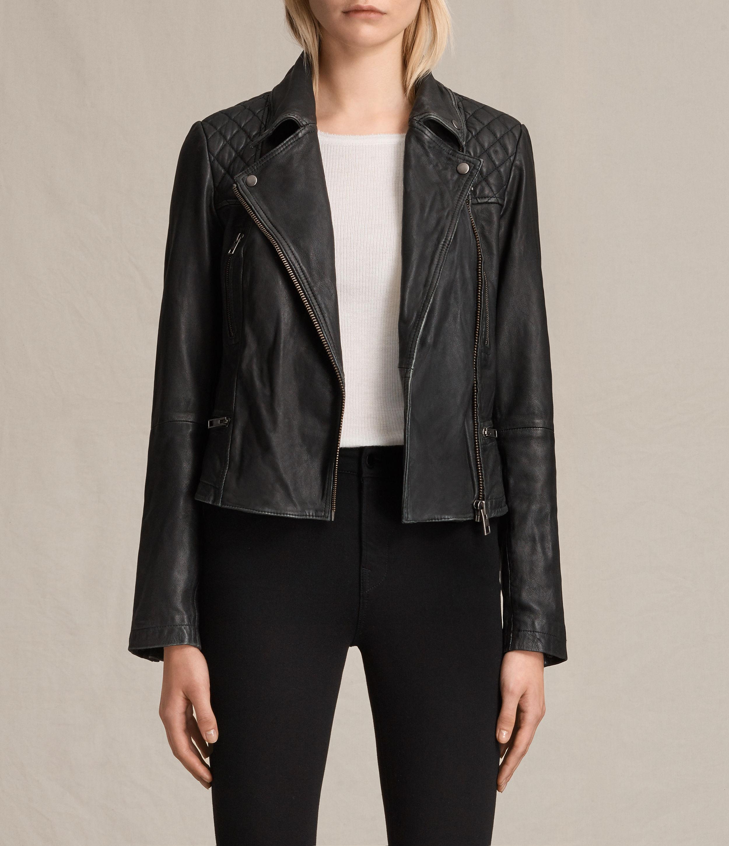 Allsaints Cargo Leather Biker Jacket Usa Usa In Black Lyst 