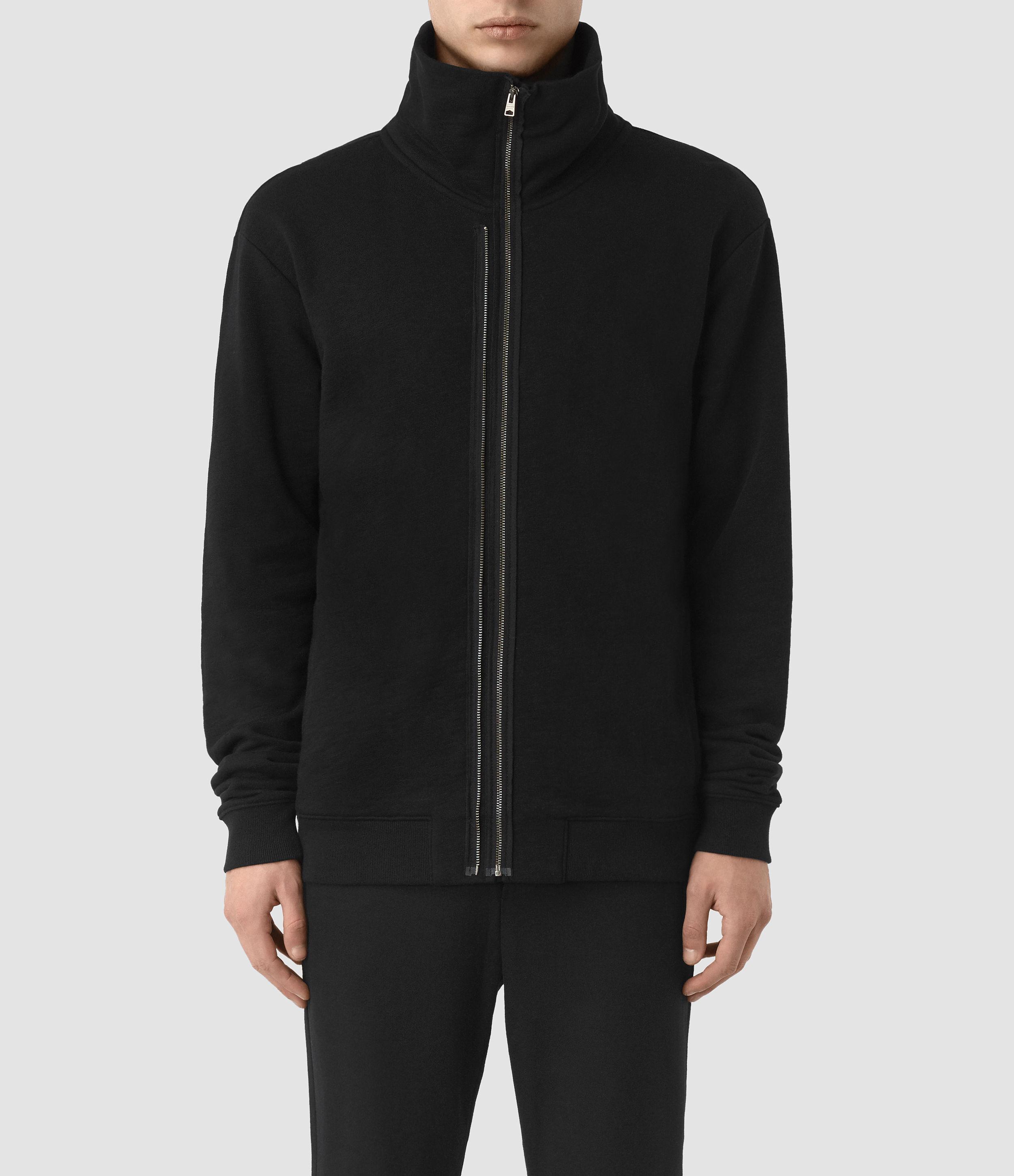 Allsaints Double Funnel Neck Sweatshirt in Black for Men | Lyst