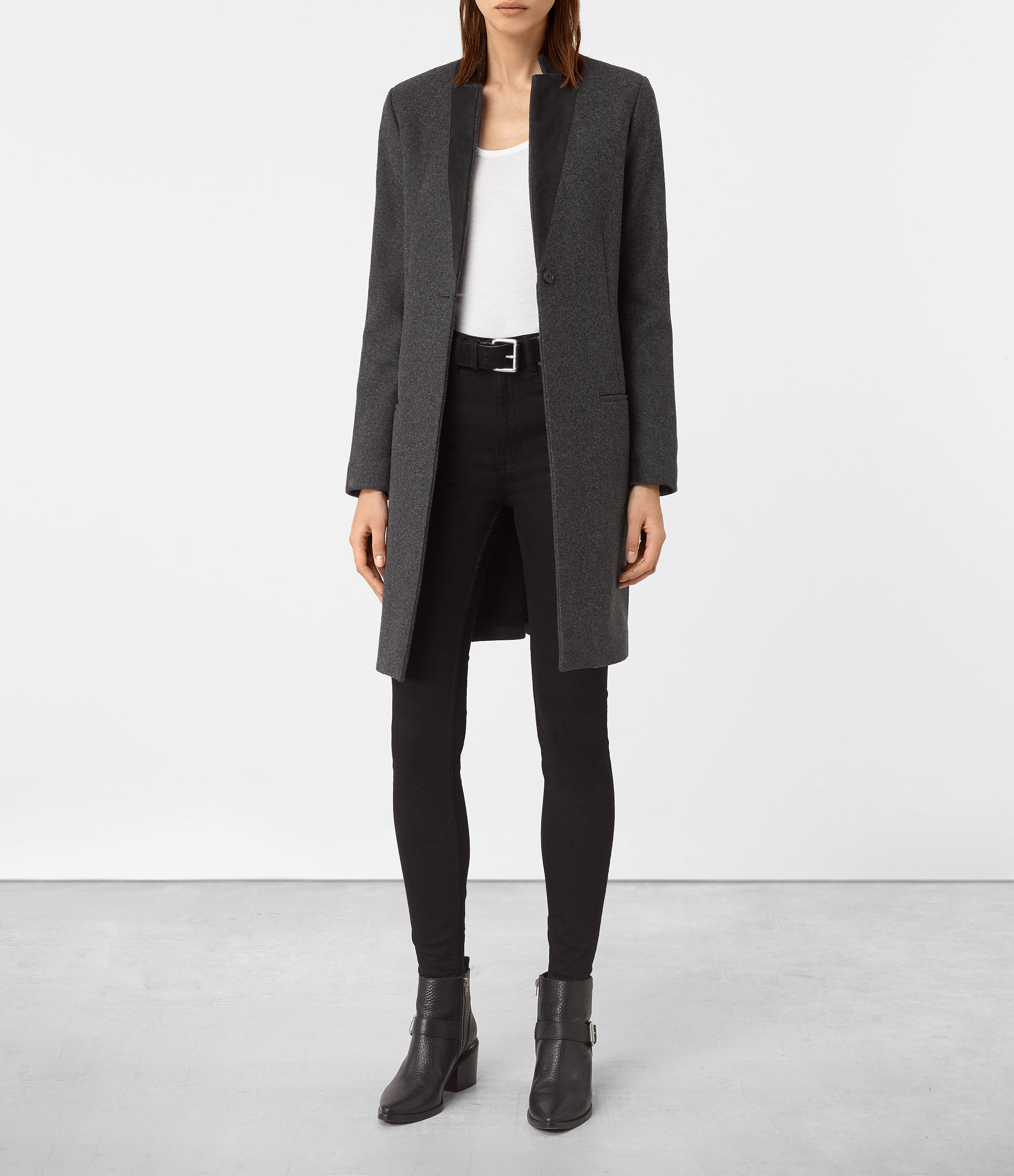 Allsaints Leni Coat in Grey (Charcoal Grey) | Lyst