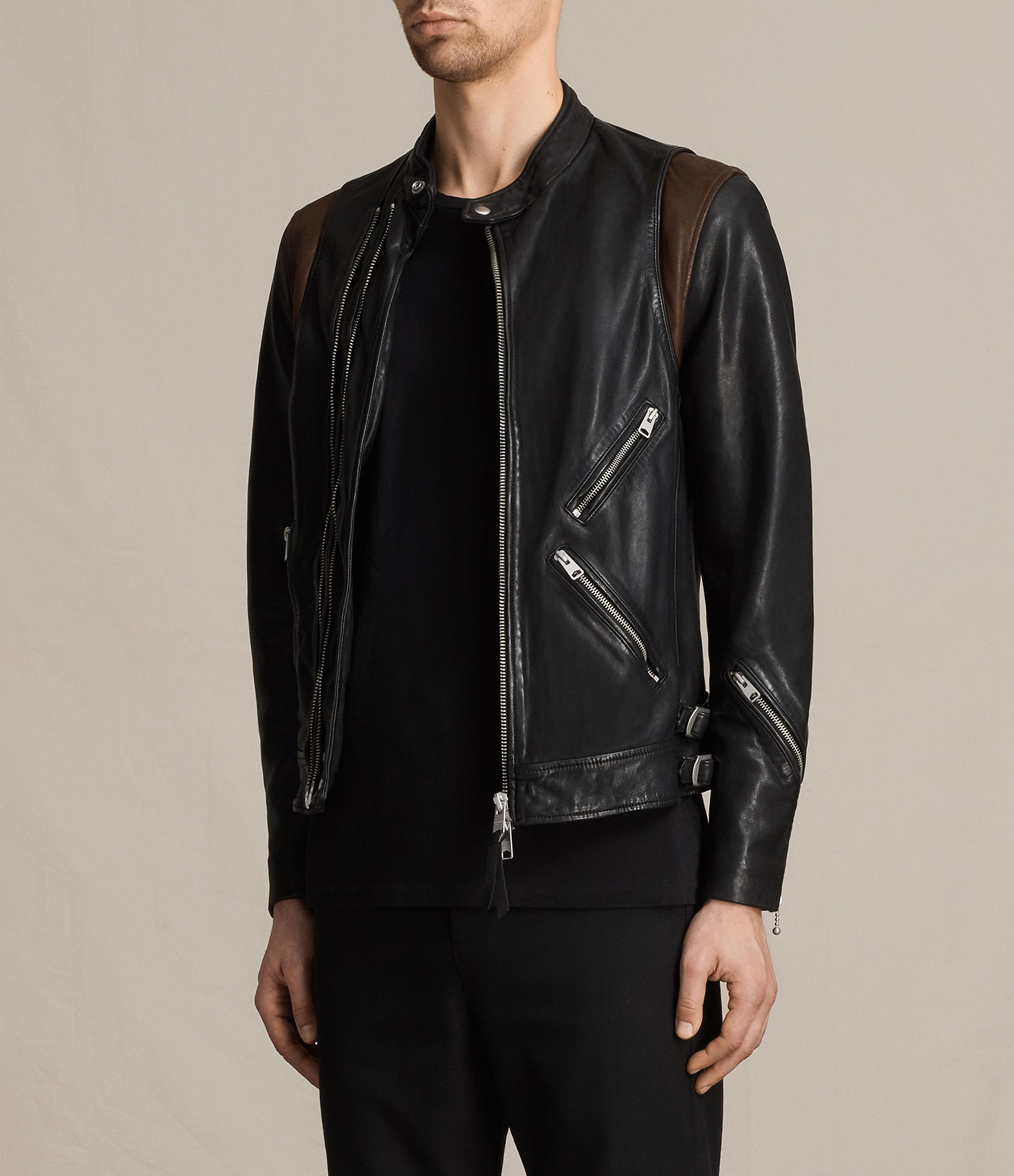 Lyst - Allsaints Parker Leather Jacket in Black for Men